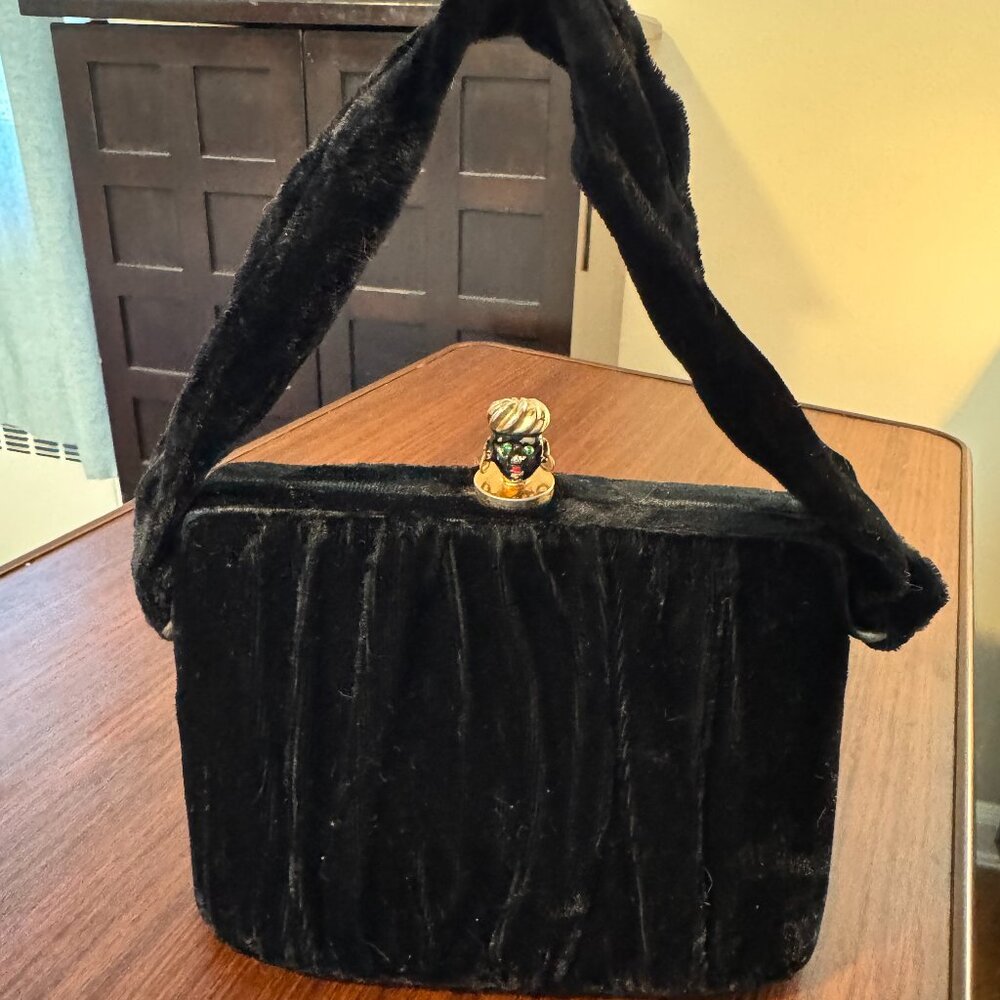 Vintage Black Nubian African Woman 1940s-50s Womens Velvet Evening Bag